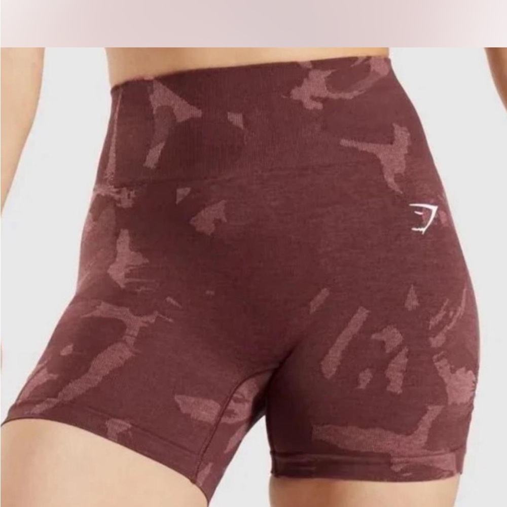 Gymshark Burgundy Camo High-Waist Seamless Shorts